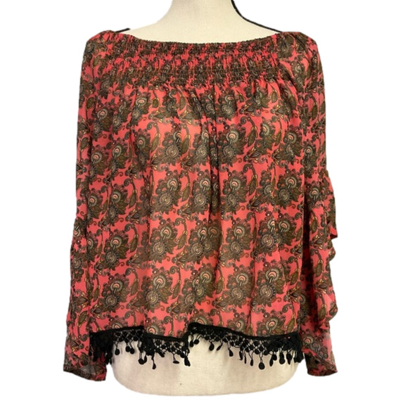 Naanaa Flowy Smocked Off shoulder Top - Picture 2 of 8